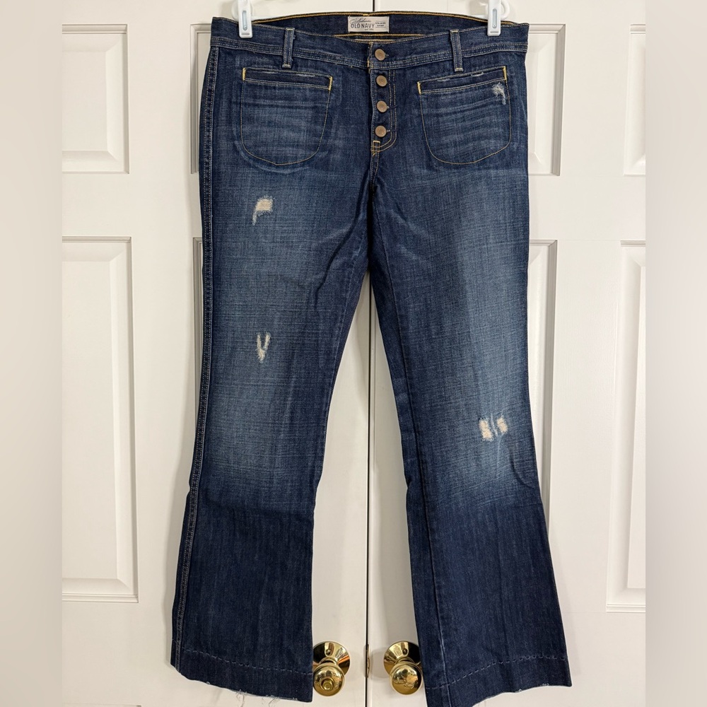Old Navy Vintage Y2K Ultra Low Rise Slim Boot Cut Button Fly Jeans Size 12